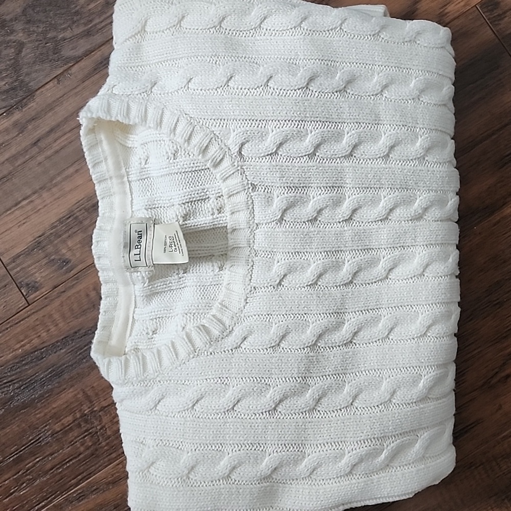 L.L. Bean Women's Cable Knit Sweater - Cream - Picture 2 of 11